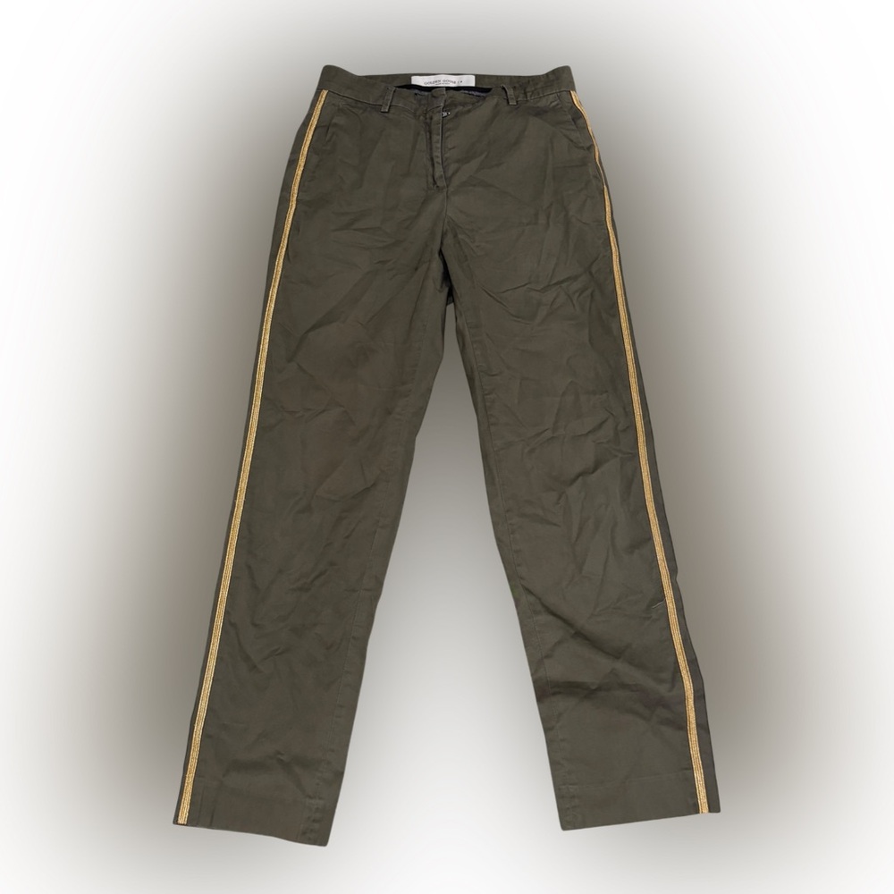 Golden Goose Women’s Olive Gold Stripe Trousers Size 38IT Pants Made In Italy